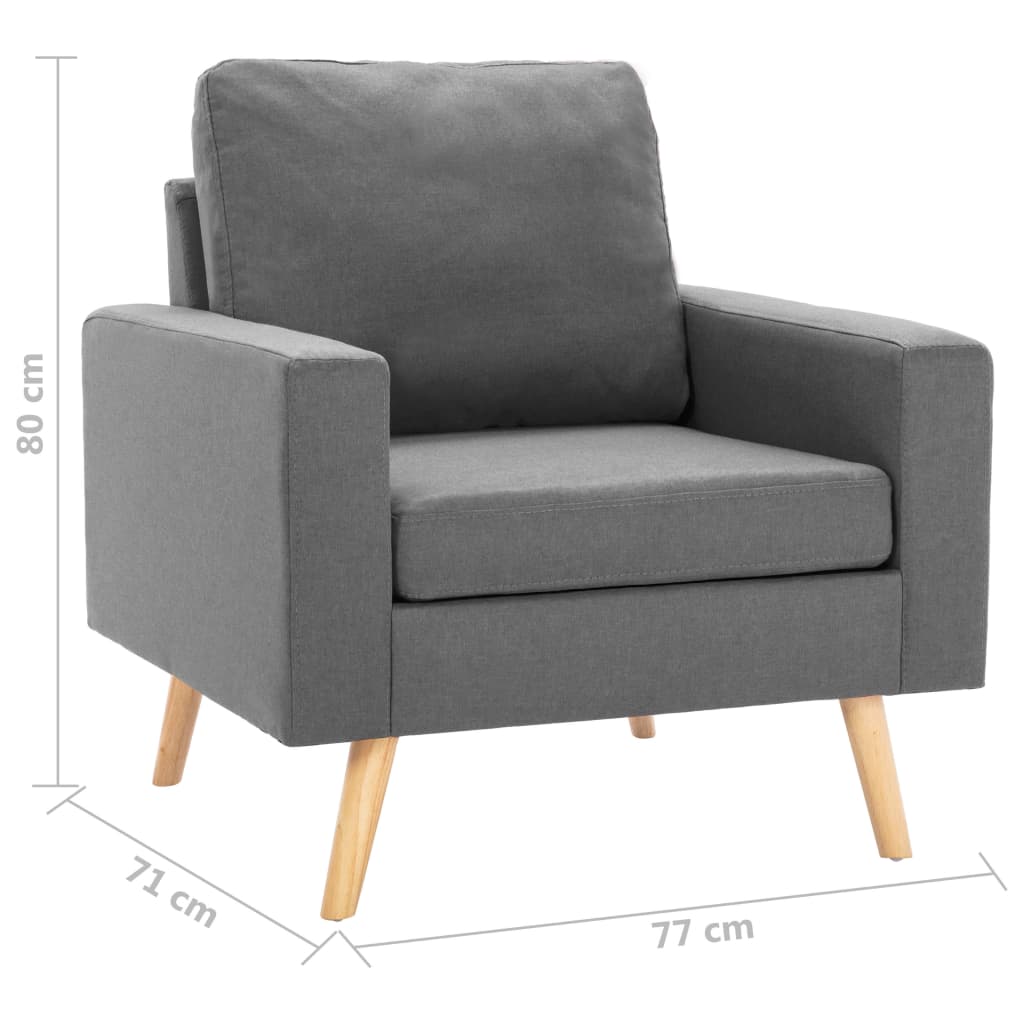 Sillón Travis tapizado tela gris claro 80x77x71 cm