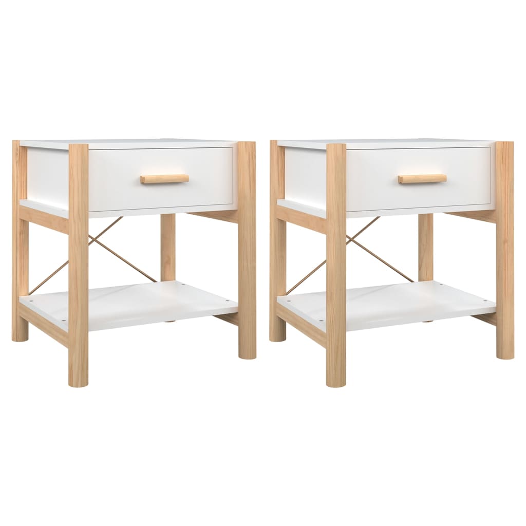 Pack de 2 mesitas de noche Cora 1 cajón blanco/natural 45x42x38 cm