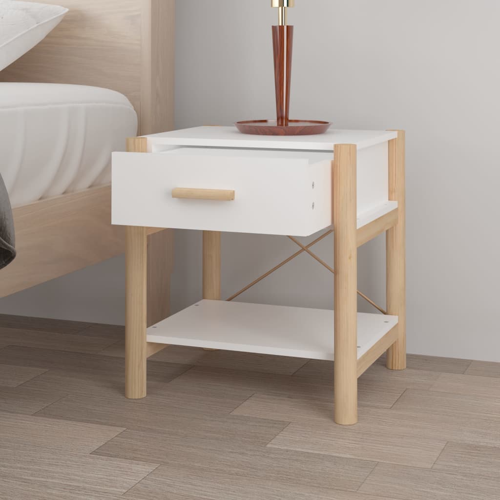Pack de 2 mesitas de noche Cora 1 cajón blanco/natural 45x42x38 cm