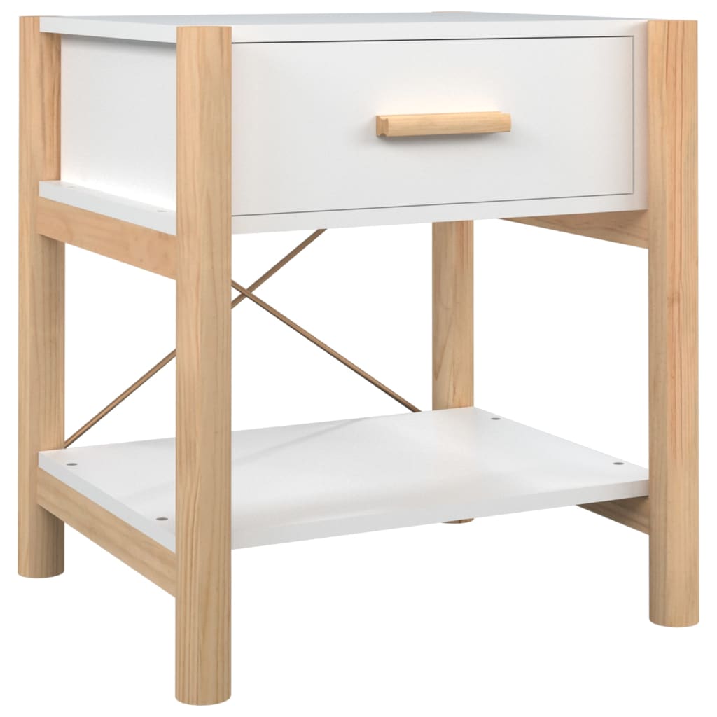 Pack de 2 mesitas de noche Cora 1 cajón blanco/natural 45x42x38 cm