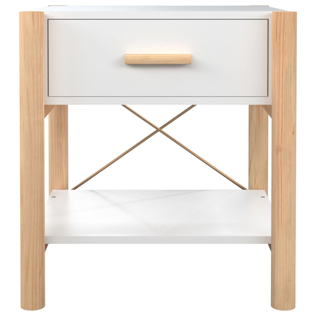 Pack de 2 mesitas de noche Cora 1 cajón blanco/natural 45x42x38 cm