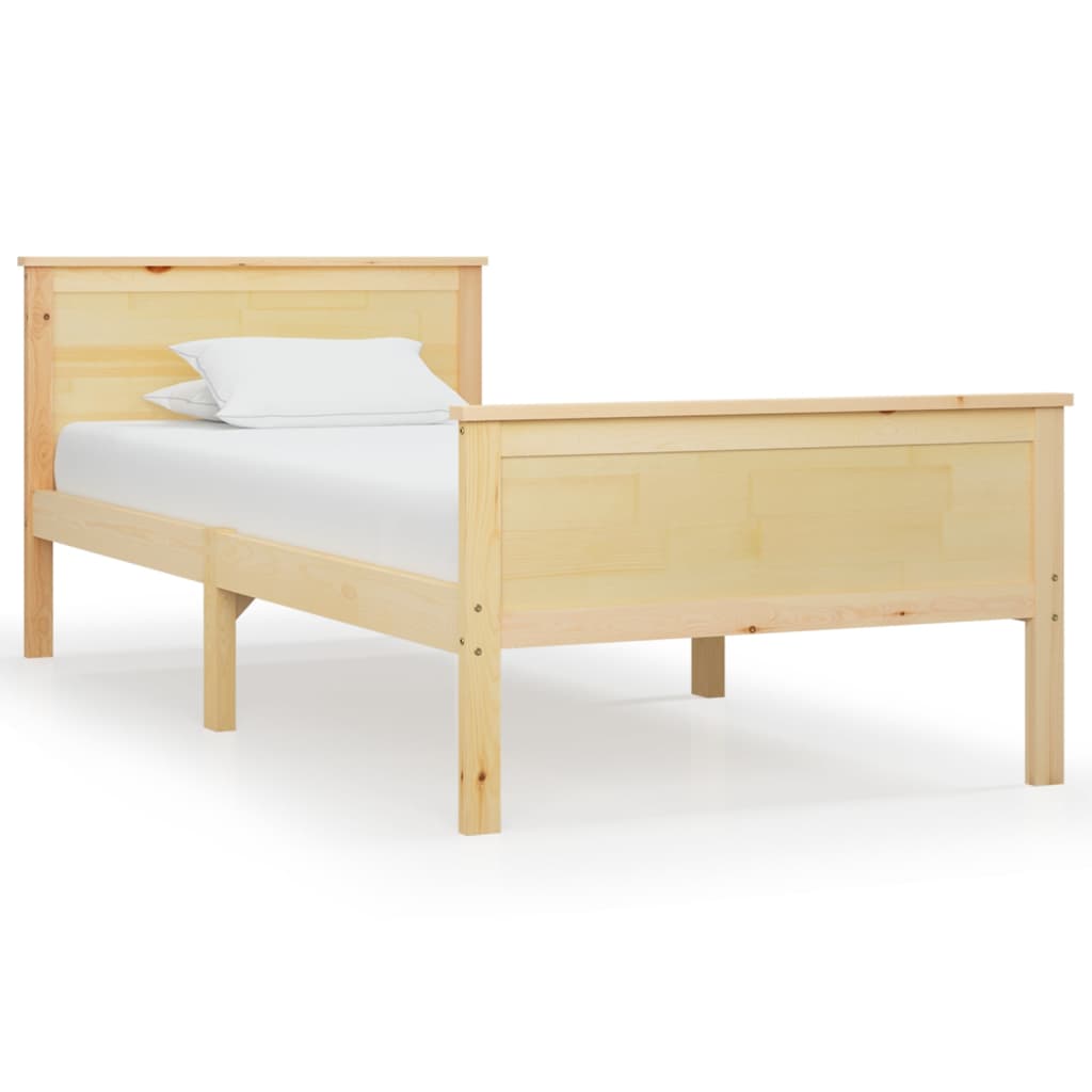 Estructura de cama Shendy madera maciza de pino natural 90x200 cm fondo blanco