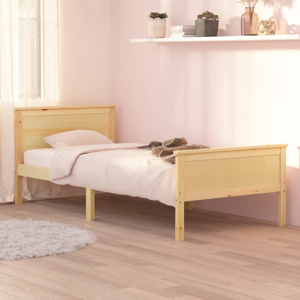 Estructura de cama Shendy madera maciza de pino natural 90x200 cm animada