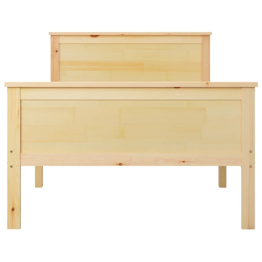 Estructura de cama Shendy madera maciza de pino natural 90x200 cm frontal