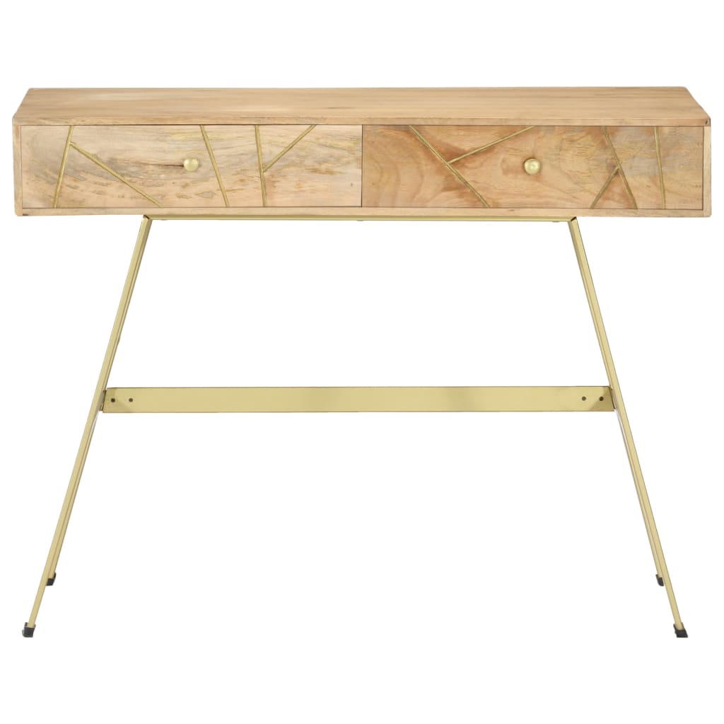Consola recibidor Bayu 2 cajones madera maciza natural 75x100x55 cm