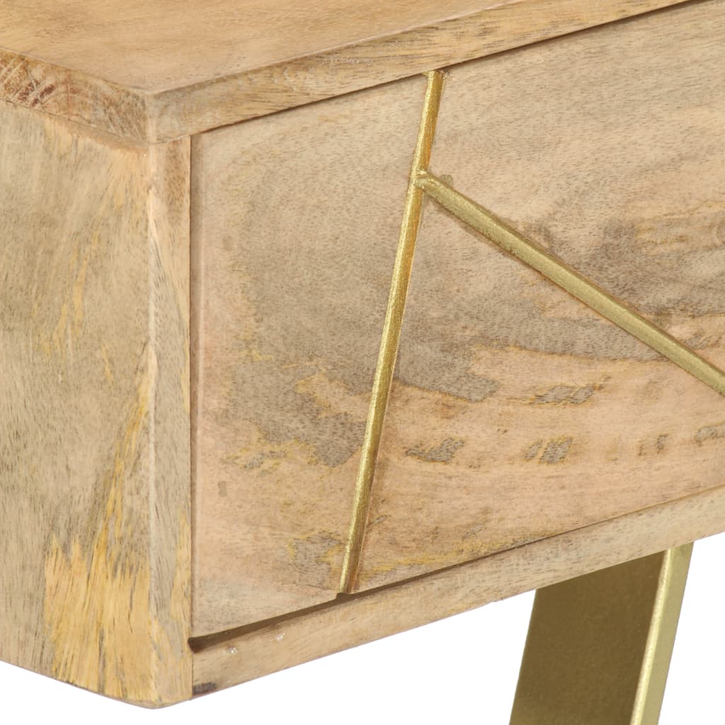 Consola recibidor Bayu 2 cajones madera maciza natural 75x100x55 cm