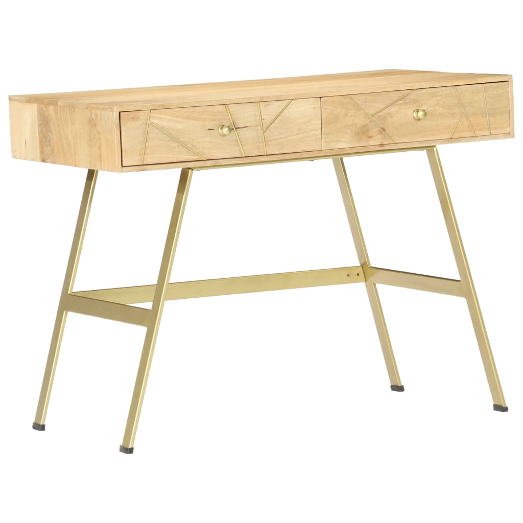 Consola recibidor Bayu 2 cajones madera maciza natural 75x100x55 cm