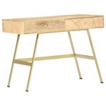 Consola recibidor Bayu 2 cajones madera maciza natural 75x100x55 cm