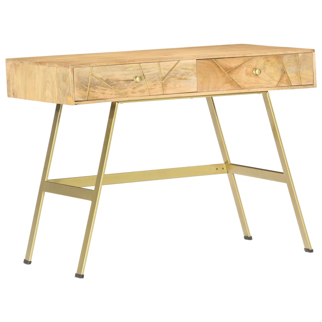Consola recibidor Bayu 2 cajones madera maciza natural 75x100x55 cm
