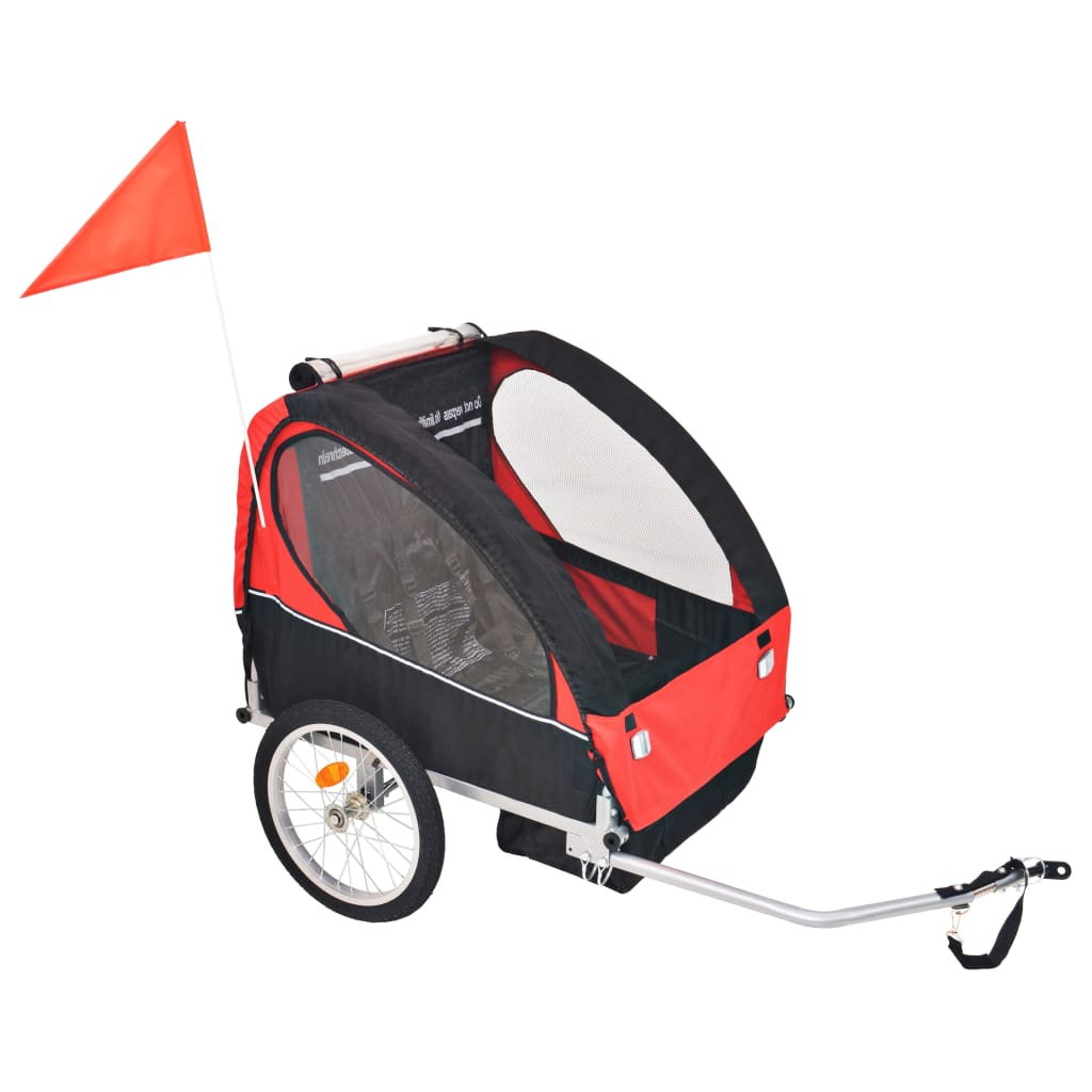 Remolque para bicicletas Renty con arnés de seguridad +1A rojo/negro