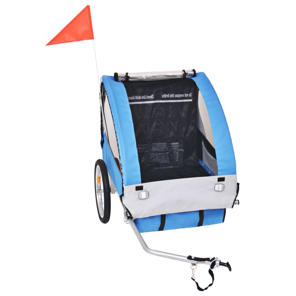 Remolque para bicicletas Renty con arnés de seguridad +1A azul/gris