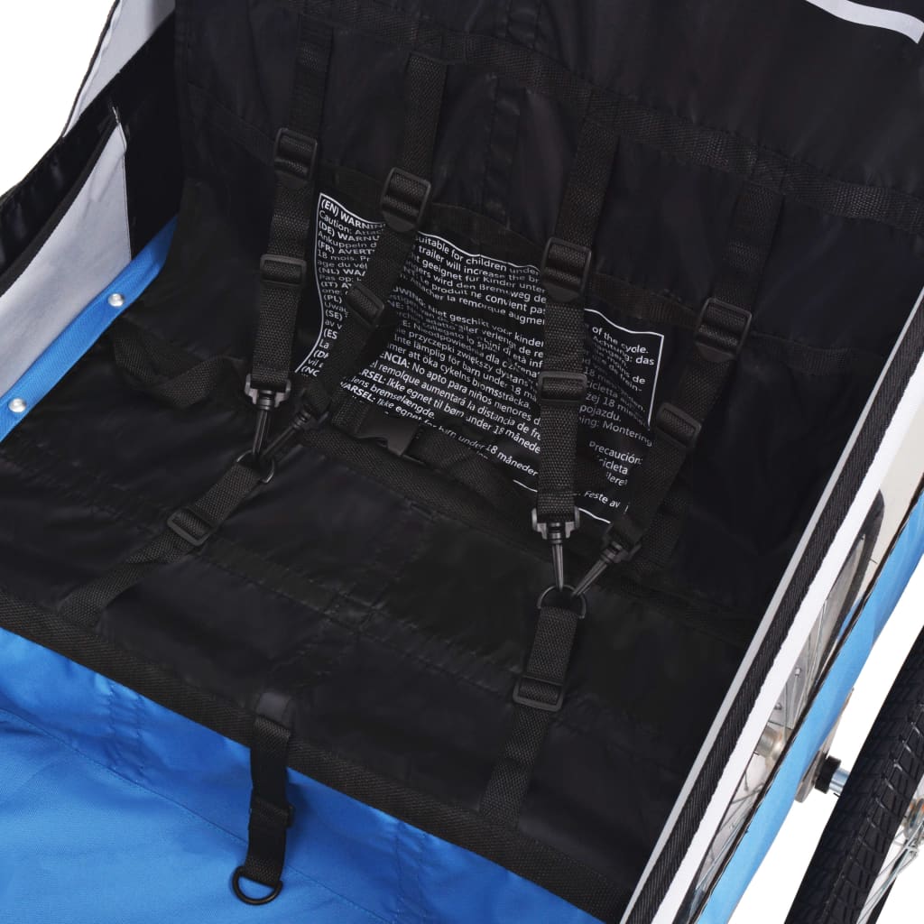 Remolque para bicicletas Renty con arnés de seguridad +1A azul/gris