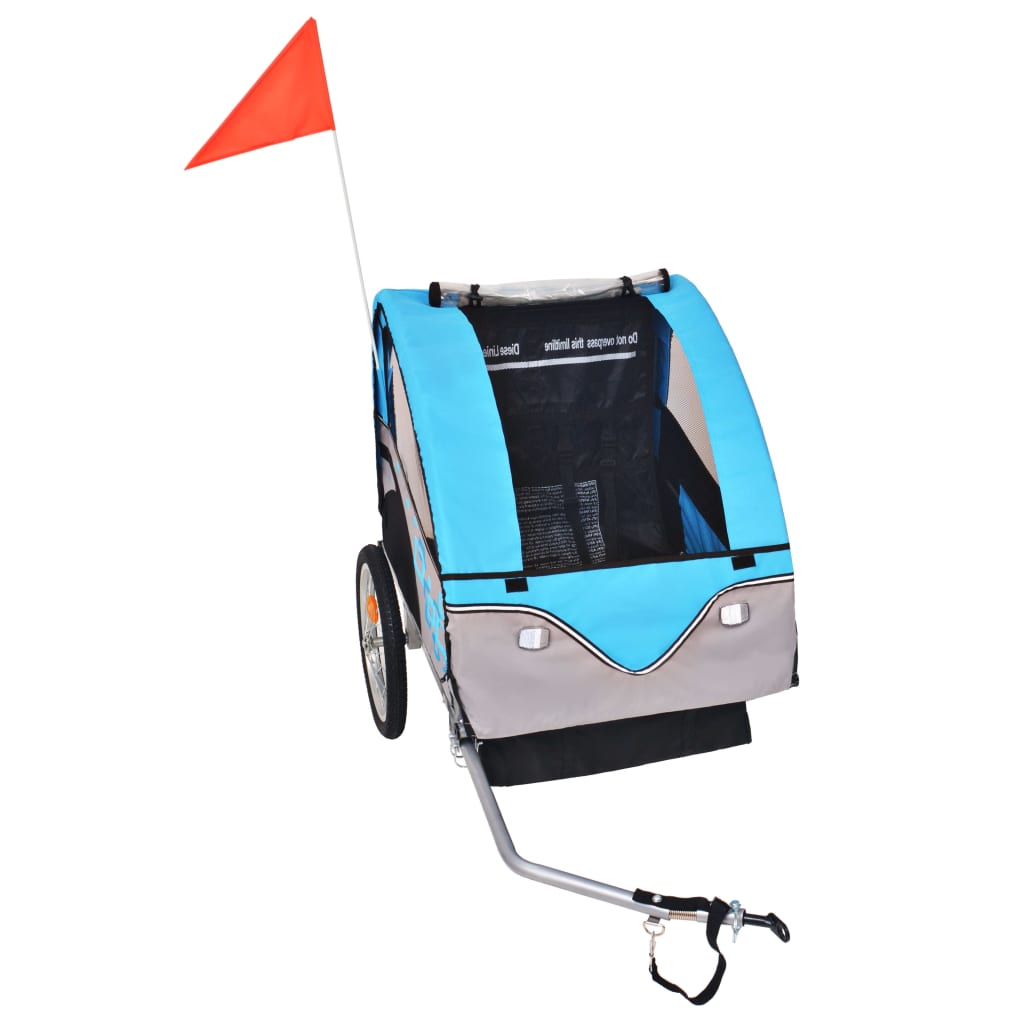 Remolque para bicicletas Renty con arnés de seguridad +1A azul claro/gris
