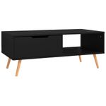 Mesa de centro Ronela 1 cajón diseño nórdico negro 43x100x49,5 cm