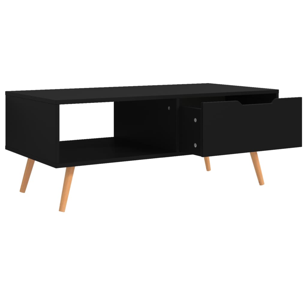 Mesa de centro Ronela 1 cajón diseño nórdico negro 43x100x49,5 cm