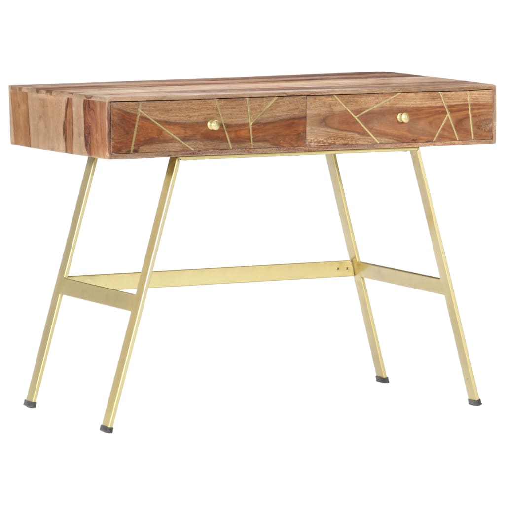 Consola recibidor Bayu 2 cajones madera maciza de sheesham natural 75x100x55 cm