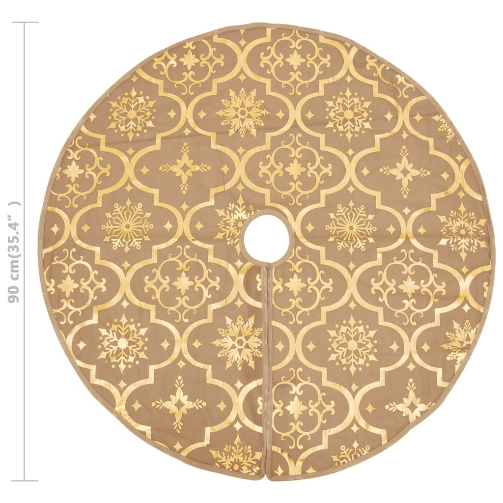 Falda para árbol de Navidad + calcetín decorativo tela amarillo Ø90 cm medidas