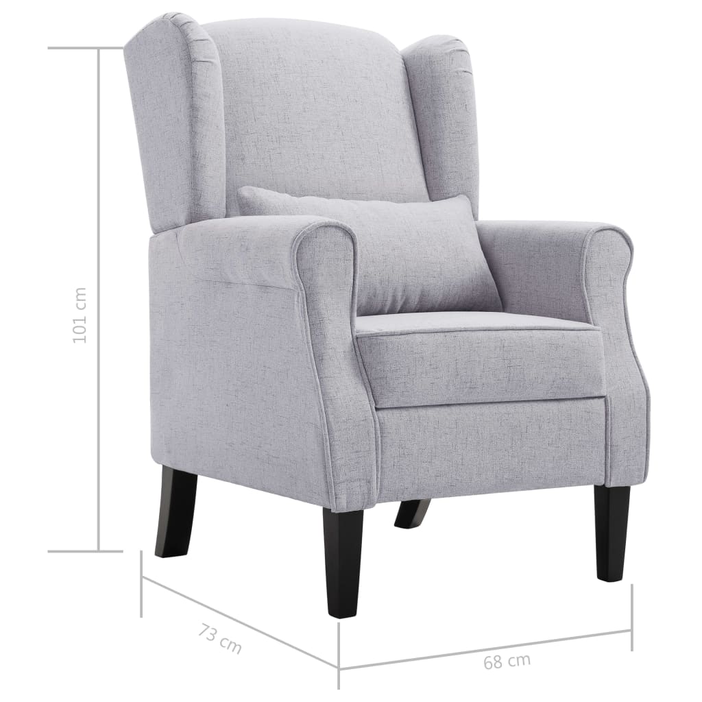 Sillón Marino tapizado tela con cojín gris claro 101x68x73 cm