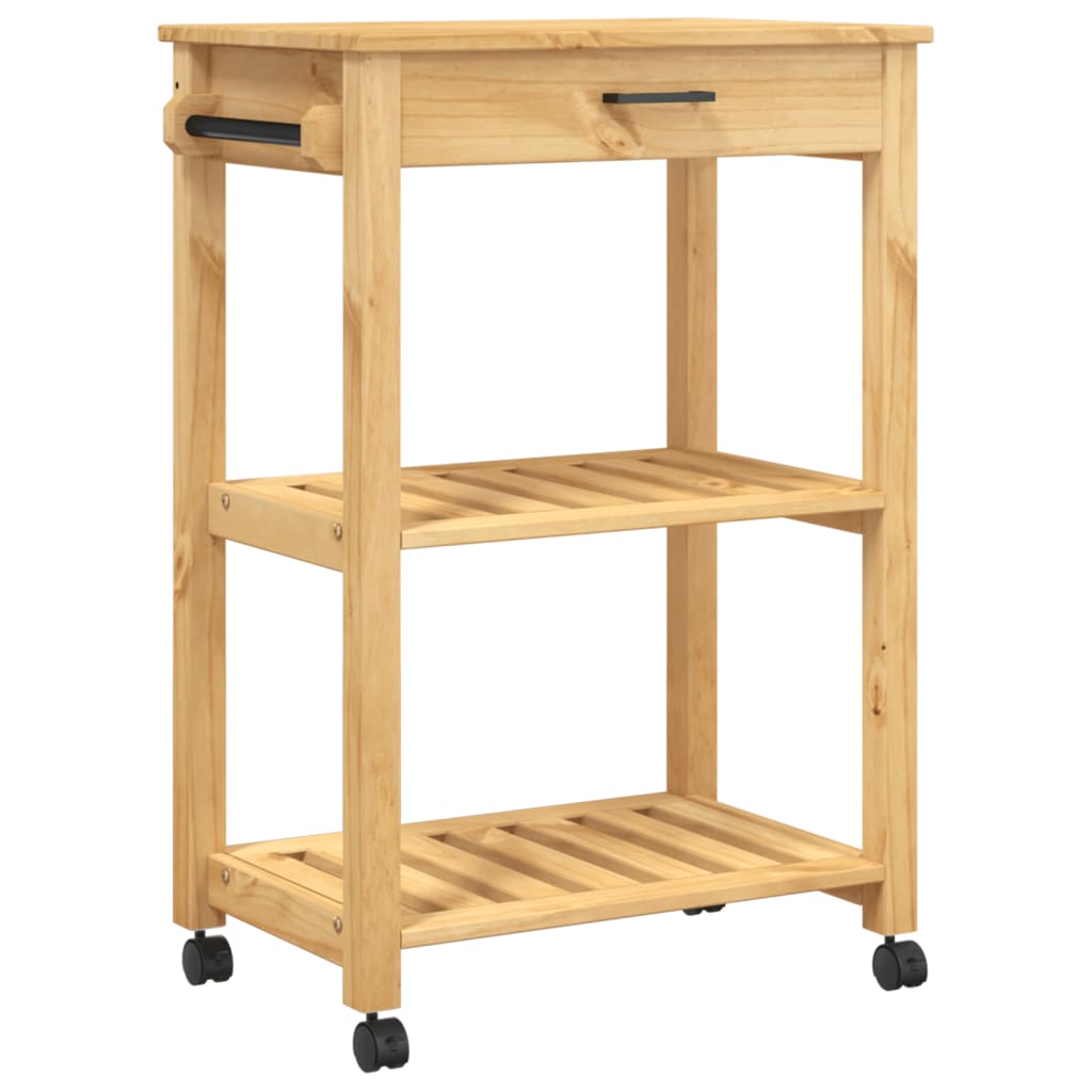 Carrito auxiliar Monza 2 estantes + 1 cajón natural 90x84x40 cm