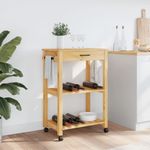 Carrito auxiliar Monza 2 estantes + 1 cajón natural 90x84x40 cm