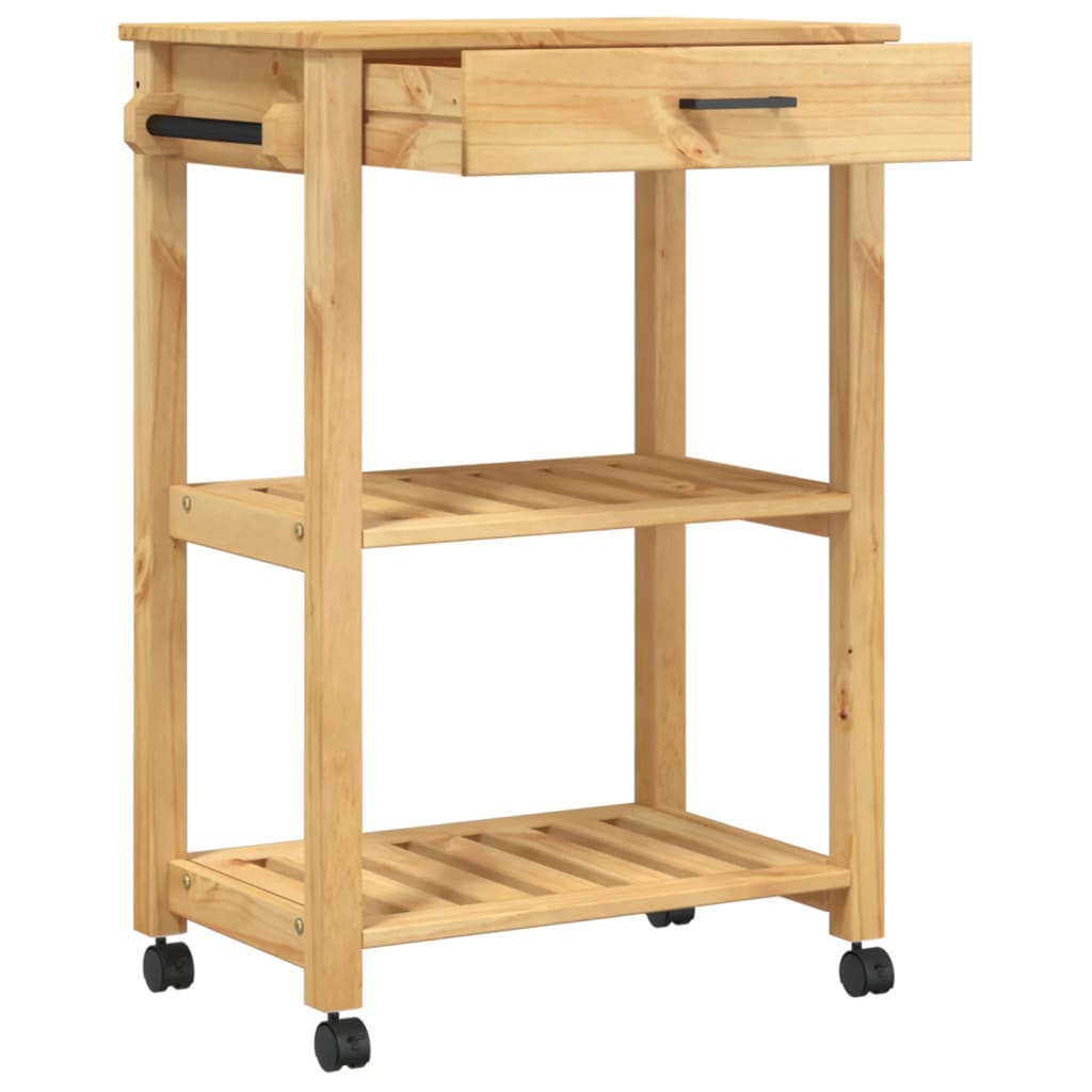 Carrito auxiliar Monza 2 estantes + 1 cajón natural 90x84x40 cm