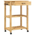 Carrito auxiliar Monza 2 estantes + 1 cajón natural 90x84x40 cm