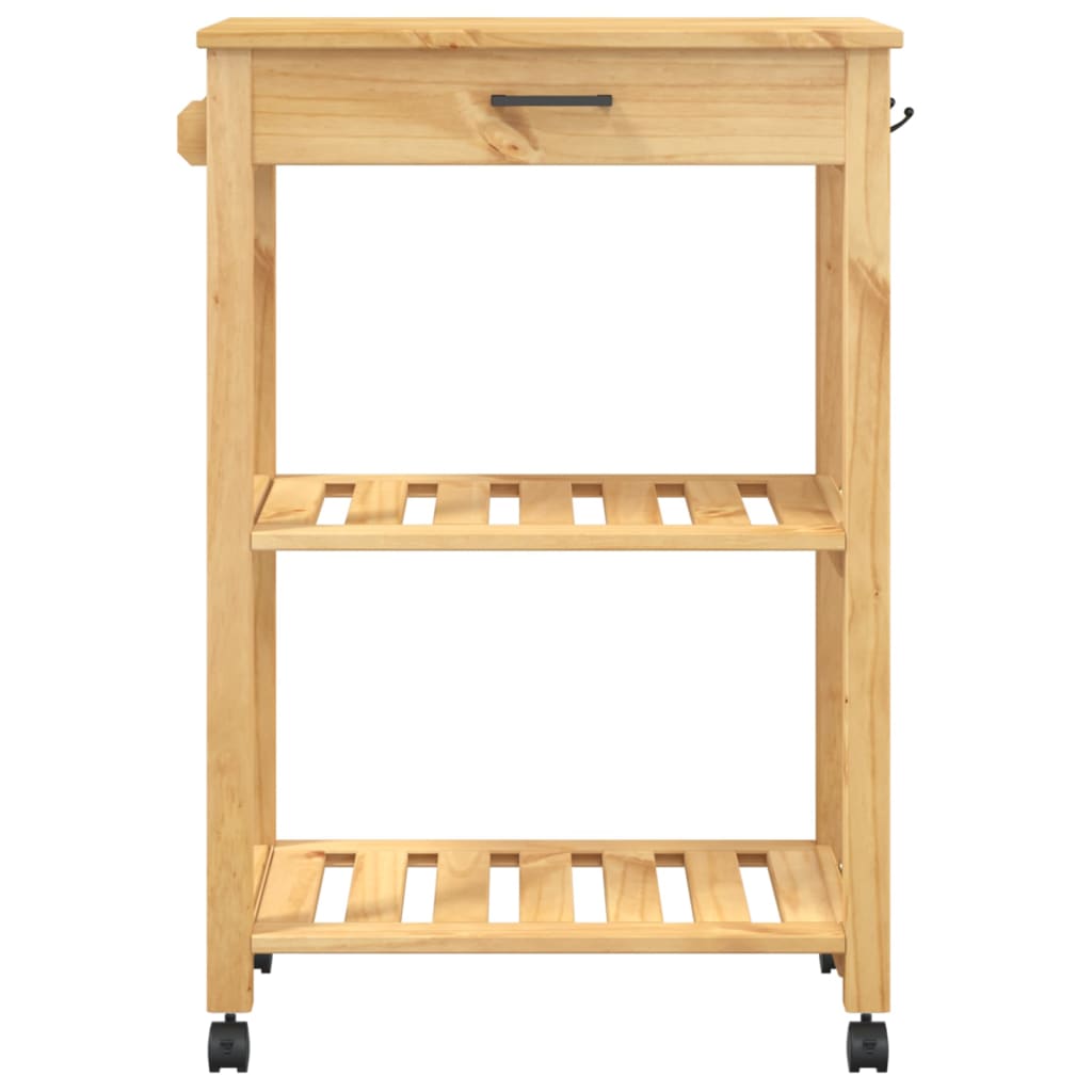Carrito auxiliar Monza 2 estantes + 1 cajón natural 90x84x40 cm