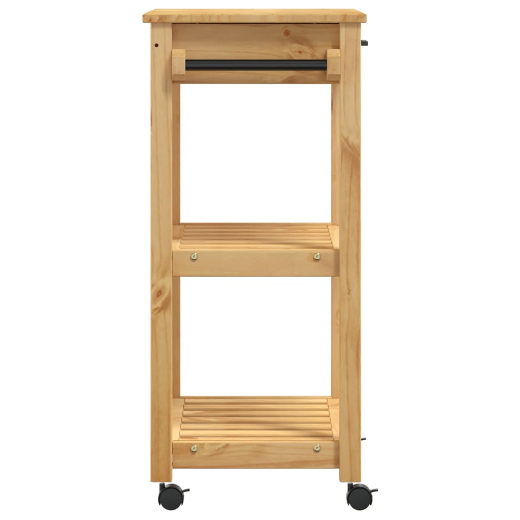 Carrito auxiliar Monza 2 estantes + 1 cajón natural 90x84x40 cm