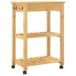 Carrito auxiliar Monza 2 estantes + 1 cajón natural 90x84x40 cm