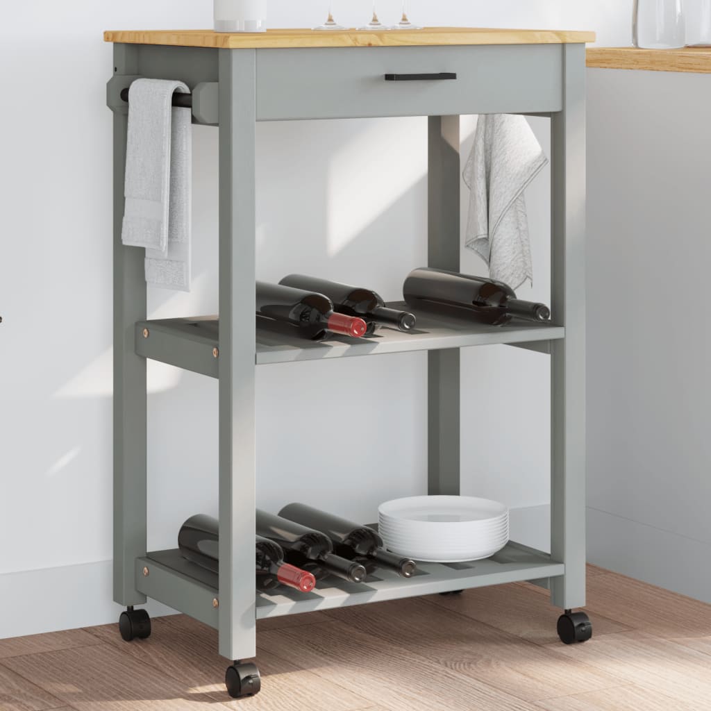 Carrito auxiliar Monza 2 estantes + 1 cajón gris 90x84x40 cm