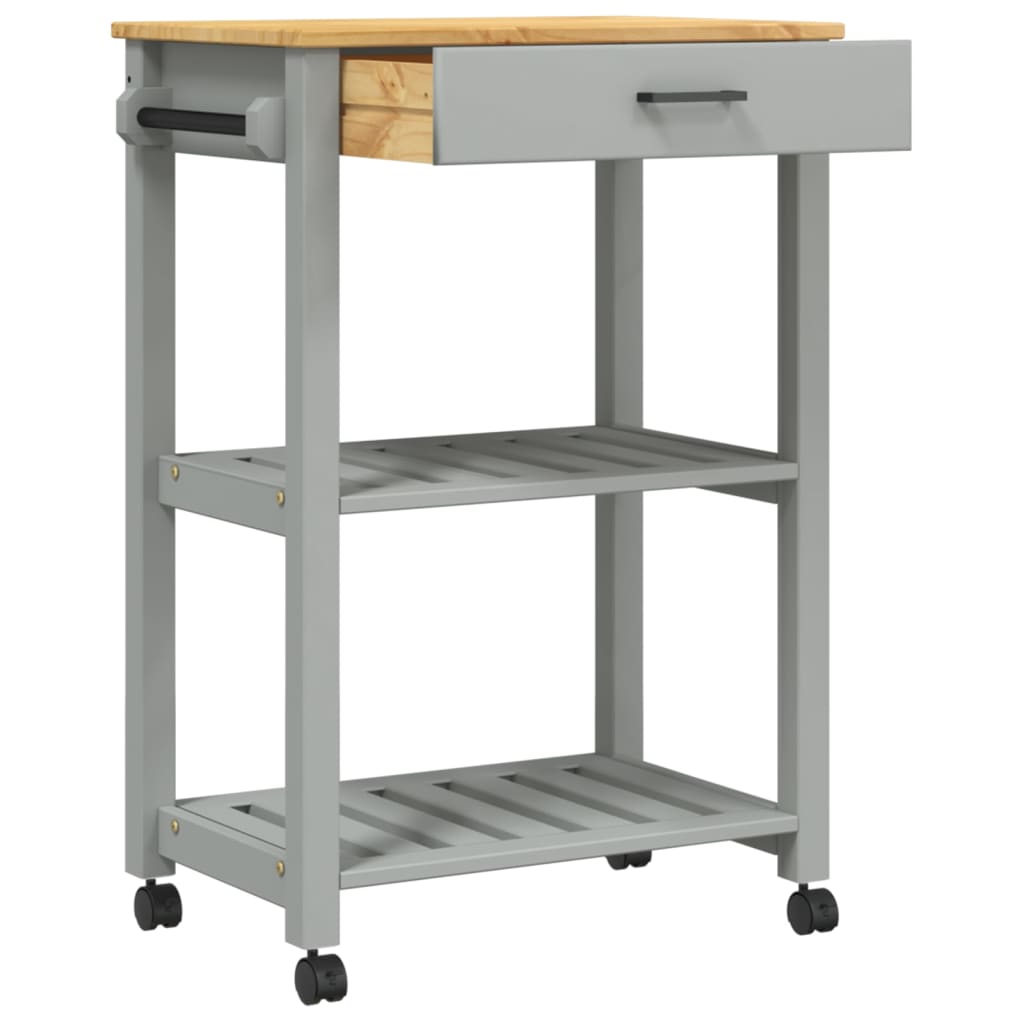 Carrito auxiliar Monza 2 estantes + 1 cajón gris 90x84x40 cm