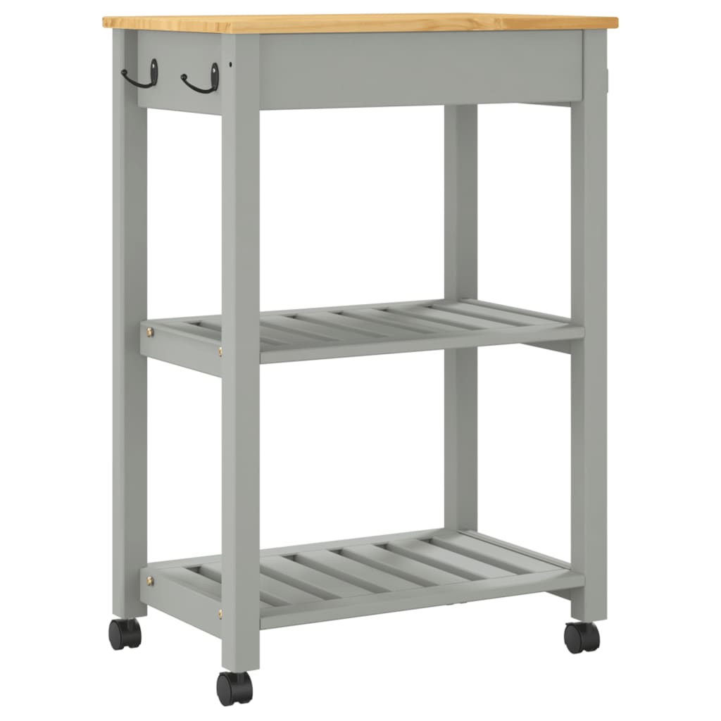 Carrito auxiliar Monza 2 estantes + 1 cajón gris 90x84x40 cm