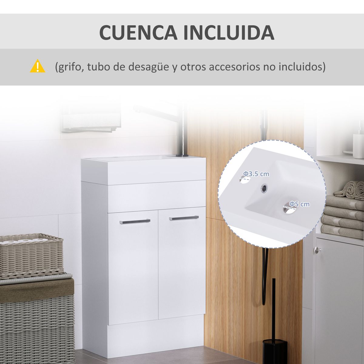 Mueble de baño Mica Kleankin 2 puertas blanco 25x50x86 cm