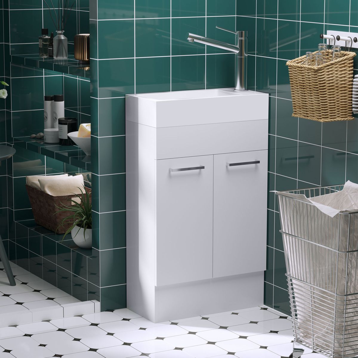 Mueble de baño Mica Kleankin 2 puertas blanco 25x50x86 cm