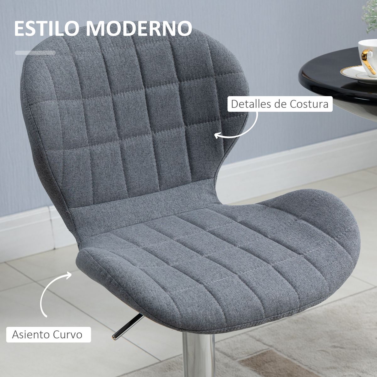Pack de 2 taburetes altos Davioli Homcom altura regulable gris 94-113x47x53,5 cm