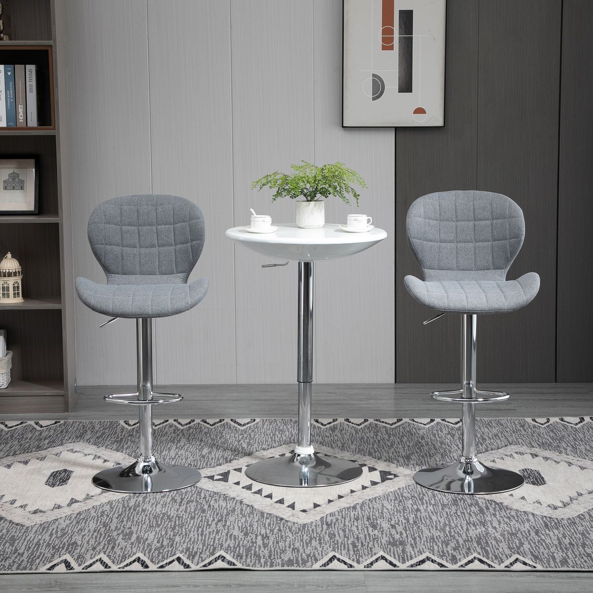 Pack de 2 taburetes altos Davioli Homcom altura regulable gris 94-113x47x53,5 cm