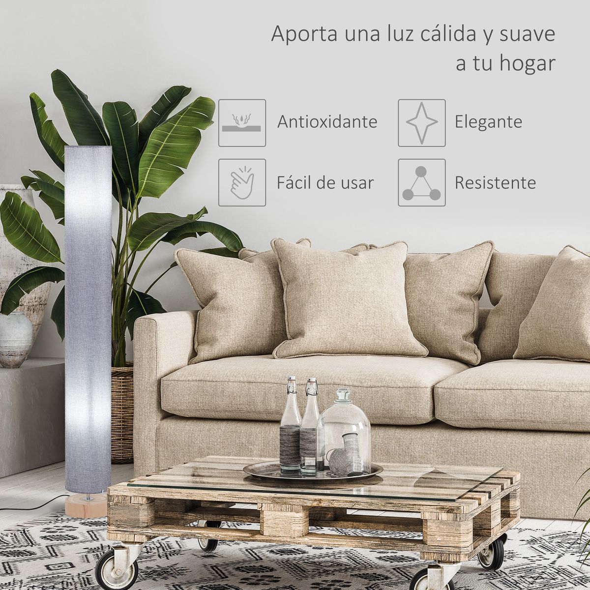 Lámpara de pie Australia Homcom 40W 2 puntos de luz gris Ø15x120 cm