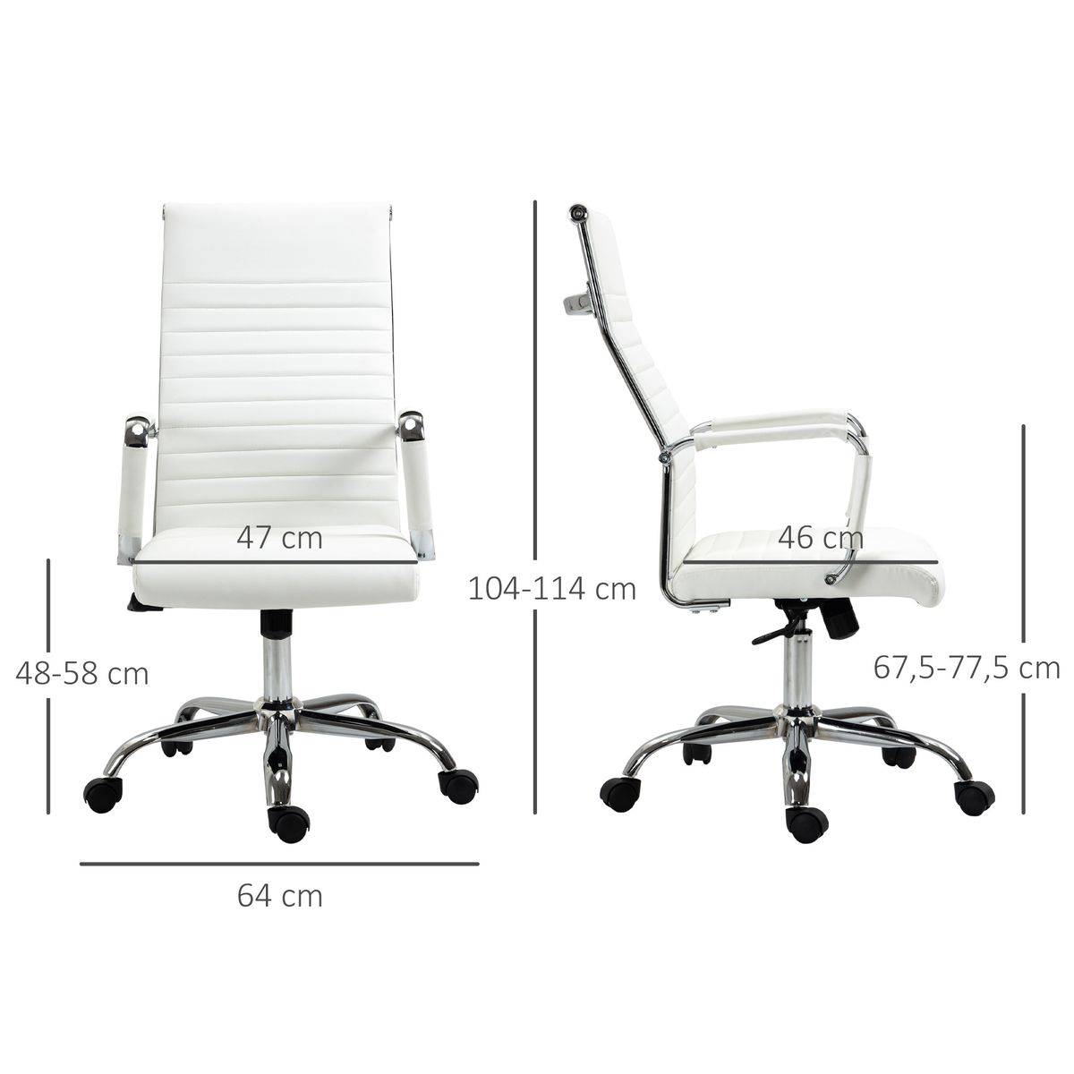Silla de oficina Kuldesh Vinsetto altura ajustable blanco 104-114x64x64 cm