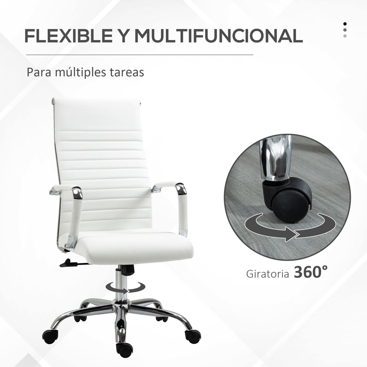 Silla de oficina Kuldesh Vinsetto altura ajustable blanco 104-114x64x64 cm