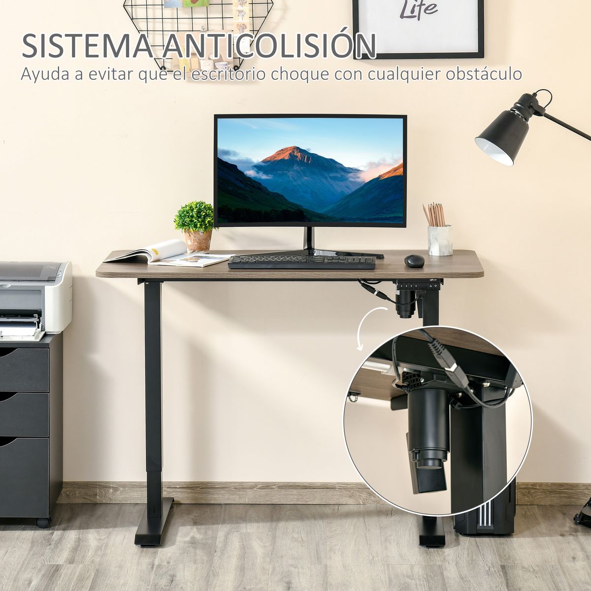Escritorio eléctrico Kaber Vinsetto memoria ajustable negro 72-116x120x60 cm