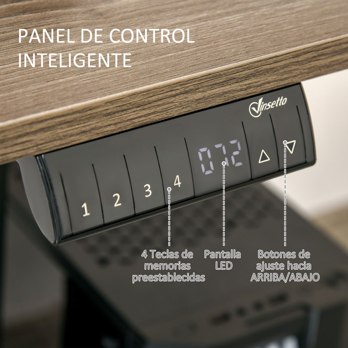 Escritorio eléctrico Kaber Vinsetto memoria ajustable negro 72-116x120x60 cm