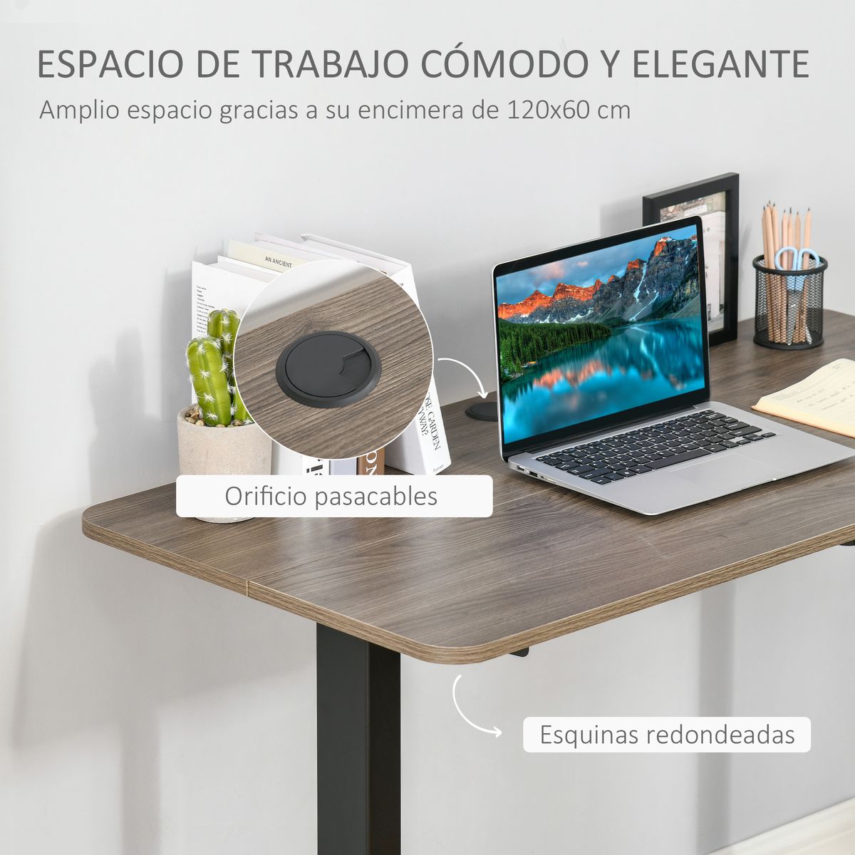 Escritorio eléctrico Kaber Vinsetto memoria ajustable negro 72-116x120x60 cm