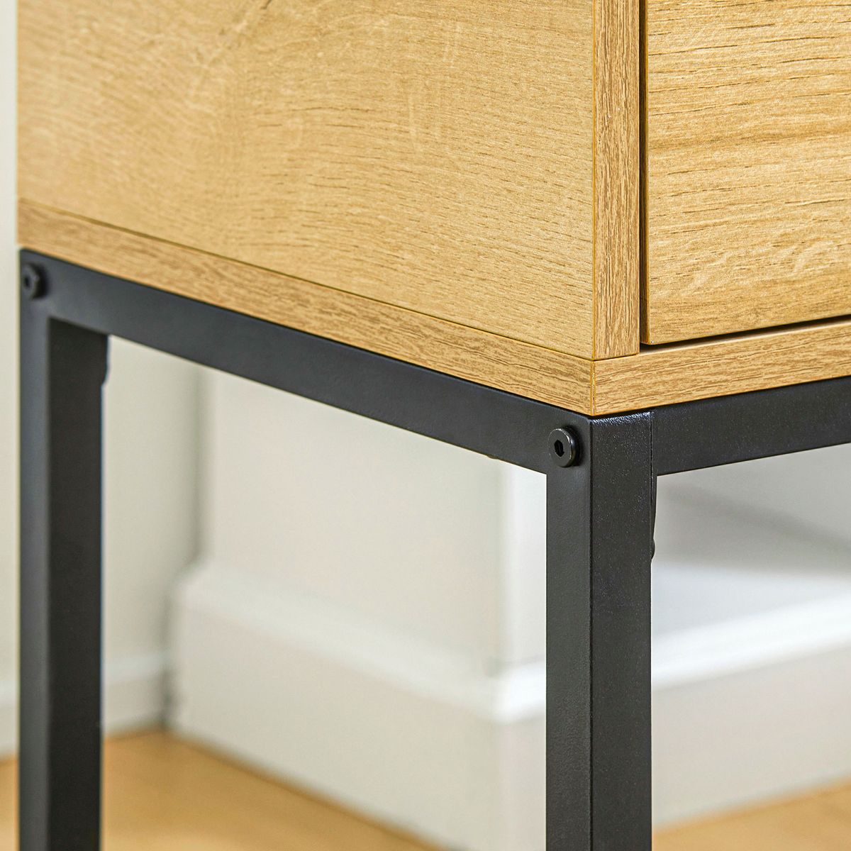 Mesa auxiliar Lenda Homcom con cajón natural 76x40x30 cm