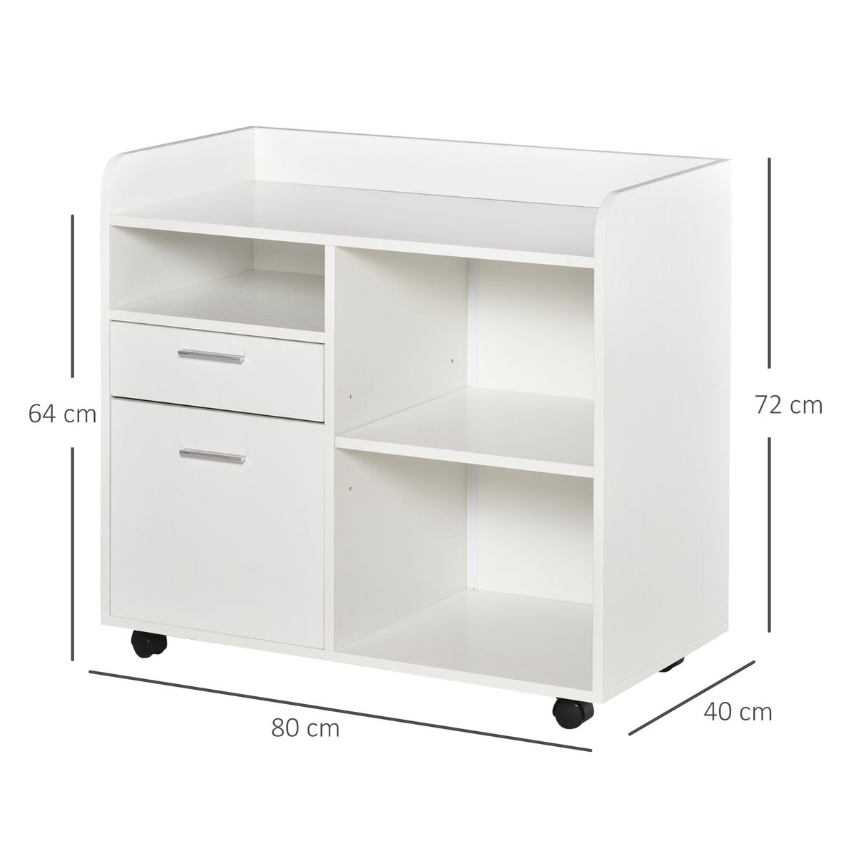 Mueble auxiliar Kitta Vinsetto 3 compartimentos + 2 cajones blanco 72x80x40 cm