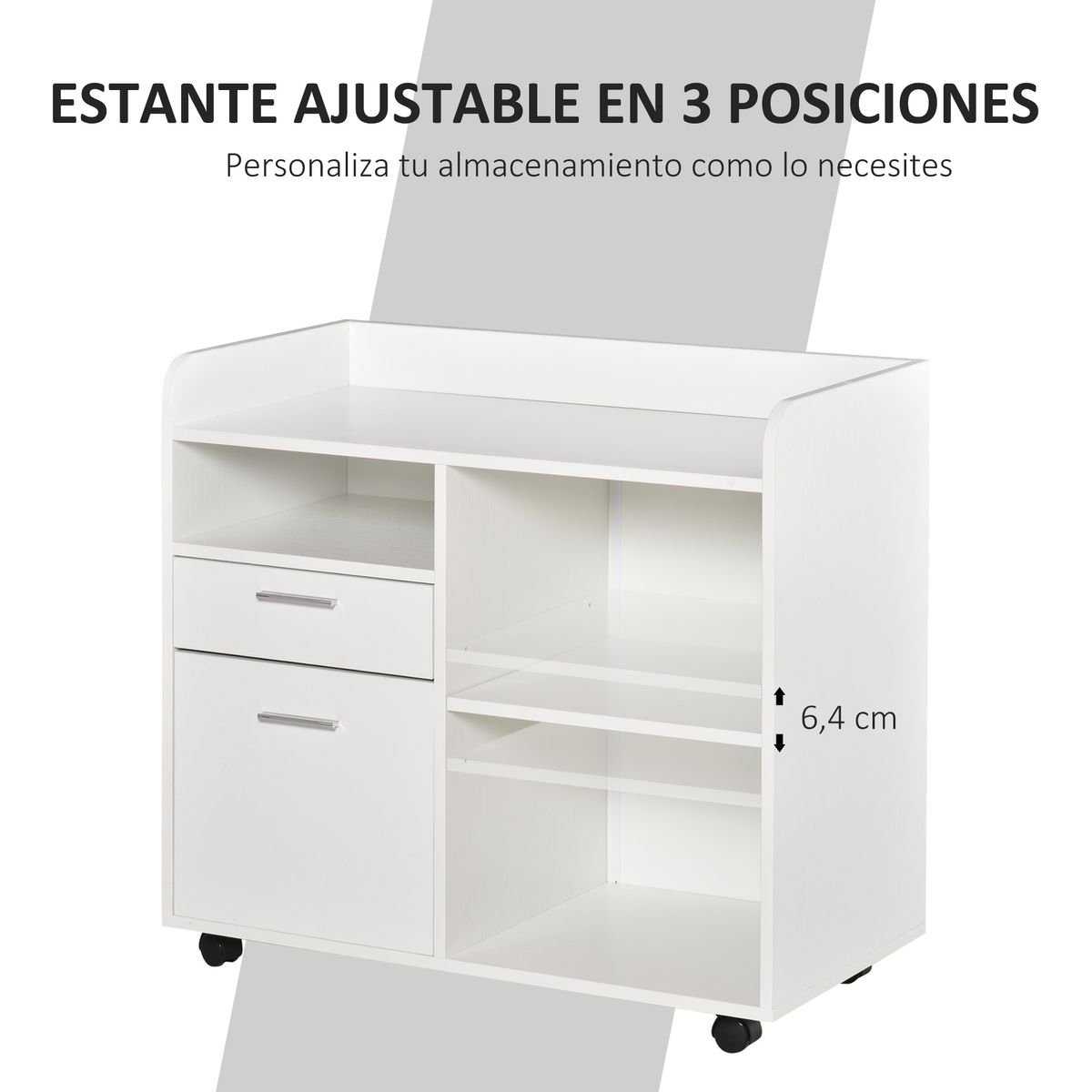 Mueble auxiliar Kitta Vinsetto 3 compartimentos + 2 cajones blanco 72x80x40 cm