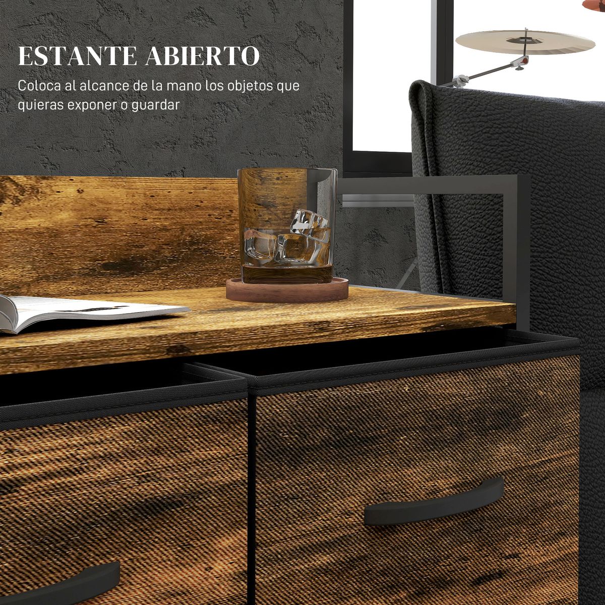 Cajonera Malta Homcom 4 cajones de tela marrón oscuro 85x60x29 cm