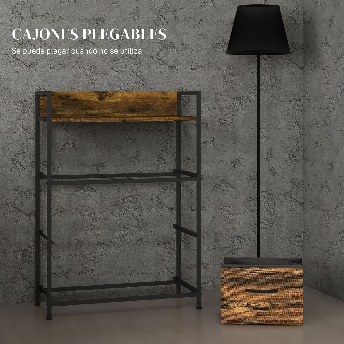 Cajonera Malta Homcom 4 cajones de tela marrón oscuro 85x60x29 cm