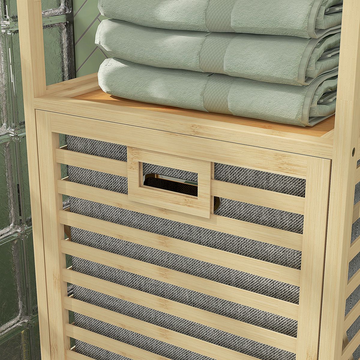 Estantería Lake Homcom 3 estantes + cesto desmontable natural 160x44x33 cm