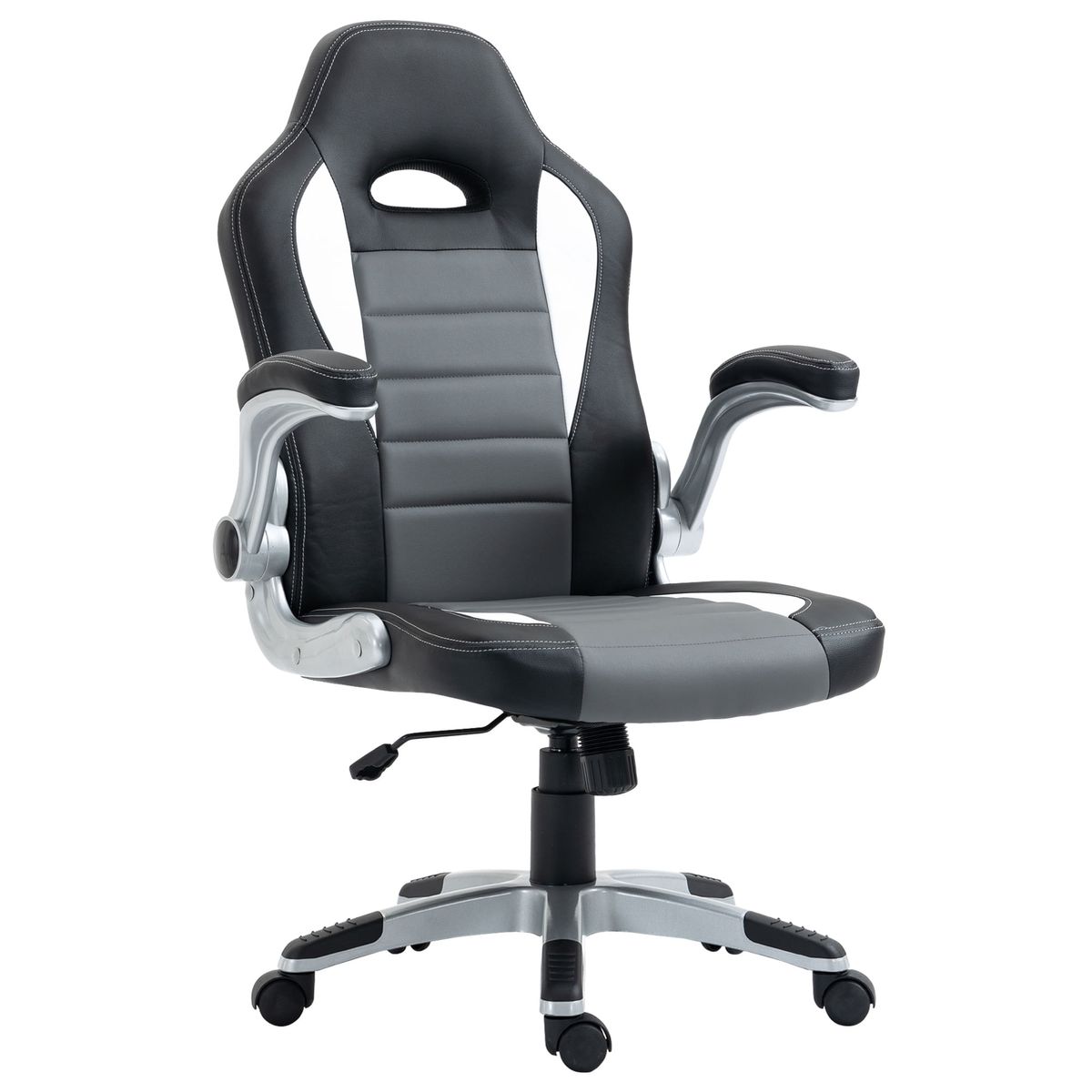 Silla de oficina Cromer Homcom altura regulable con reposabrazos gris 112-122x65x69 cm