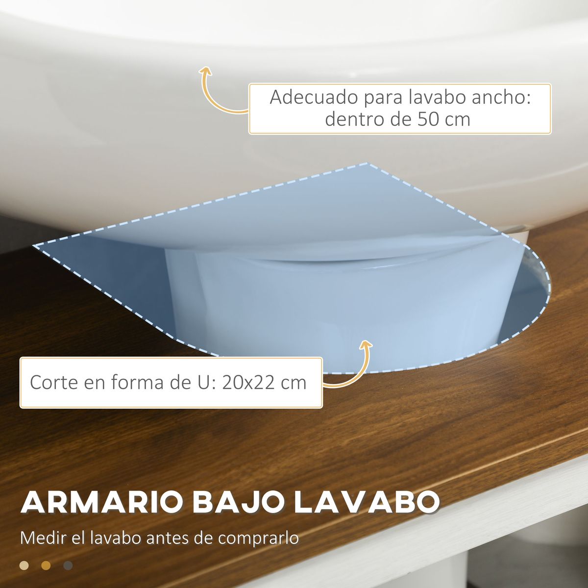 Mueble de lavabo Well Kleankin con armario blanco 60x60x30 cm